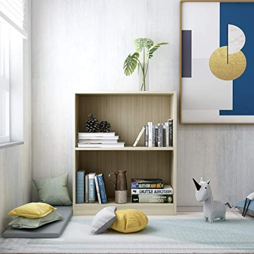 Coavain Bücherregal Viel Stauraum Sonoma-Eich Standregal Wandregal Stufenregal Arbeitszimmer Büro Wohnzimmer Flur Viel Stauraum Mit Seinem Eleganten Vielseitige Ablage Maße 60x24x74.5 cm