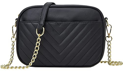 SIVENKE Damen Umhängetasche Schwarz 21 x 7 x 17 cm PU Leder Crossbody Bag Hobo Handtasche mit Abnehmbarer Schultergurt und Magnetischer Schnapptasche für Handy