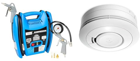 Güde Kompressor Airpower 180/08 (ölfrei & wartungsarm & Ei Electronics Ei650 Rauchwarnmelder, Rauchmelder, Stand-Alone-Gerät mit Batterie für 10 Jahre, Testsieger Stiftung Warentest, weiß
