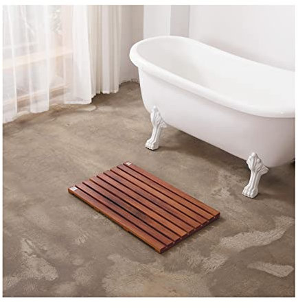 Rechteckige Bambus-Badematte aus Naturholz,rutschfeste Bambus-Badezimmermatte,Duschmatte aus Naturholz,luxuriöse Spa-Matte,Holzmatte für die Badewanne,langlebig und anpassbar,60 x 100 cm