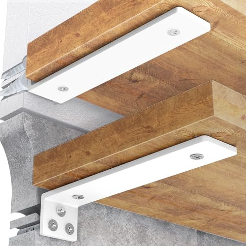 WELDUN - Confezione da 4 staffe per mensole fluttuanti, 10 cm, resistenti staffe angolari per montaggio a parete, supporto da appendere alla parete, angolo di 90 gradi, bianco