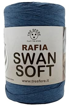 rocca di Rafia Soft 100% ecologica da 100g - 100metri per le tue borse handmade estive o cappelli (bluette - PIATTA)