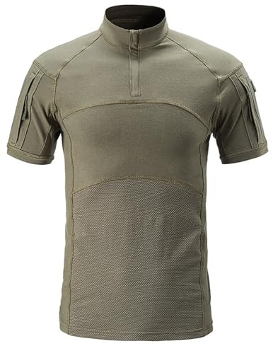 KINROCO Taktisch T-Shirt Herren Kurzarm Combat Shirt Hemd Kampfsport Paintball Military Hemd Camouflage Shirt Sommer(Size:XL,Color:Grün)