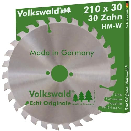 Volkswald ® HM-Sägeblatt W 210 x 30 mm Z = 30 Kunststoffe Acrylglas Massivholz Spanplatten Laminat Spanplatten beschichtet Holzplatten Tischkreissäge, Handkreissäge, Kapp- & Gehrungssäge