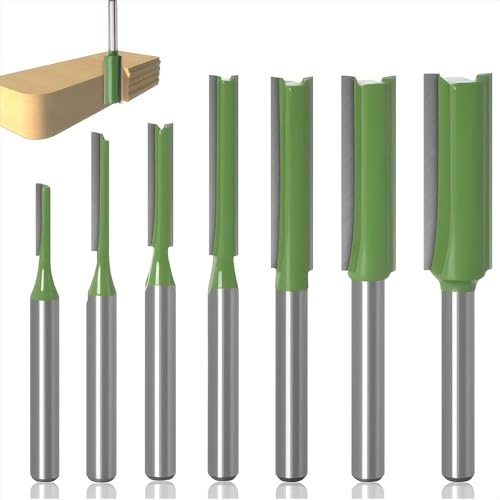 Yuentoen 7 Stück Nutfräser,Fräser für Oberfräse 6mm Schaft,Gerade Oberfräsen Bits Set,Nutenfräser Router Bit, für Holz Fräser Schneiden Nutfräsen (3mm-12mm)