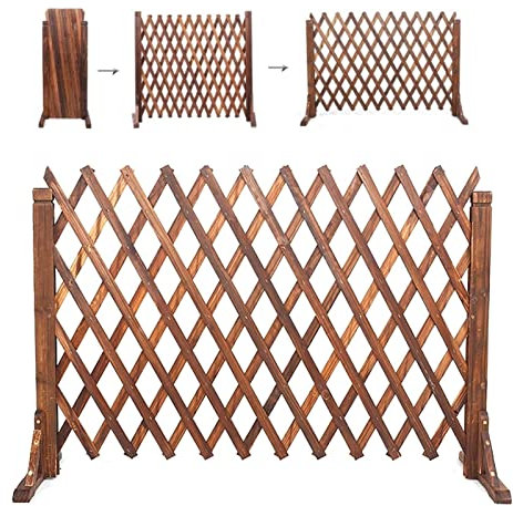 Gartenzaun - freistehender ausziehbarer Zaun, einziehbarer Holzzaun für den Außenbereich, Sichtschutzzaun für den Garten, Trennzaun für Haustiere/Rattan-Rankgitter für Pflanzen, 0,9 cm Dicke