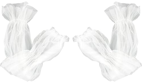 OHYER 1 par Guantes Tul Blancos de Malla Sin Dedos Guantes De Tul Transparente Guantes de Novia Damas Boda Fiesta de Té Guantes Largos De Tul para Mujer Accesorios para Banquete de ópera