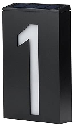 Numéro de maison solaire lumineux à LED - Plaque d'adresse pour maison, villa, cour, rue