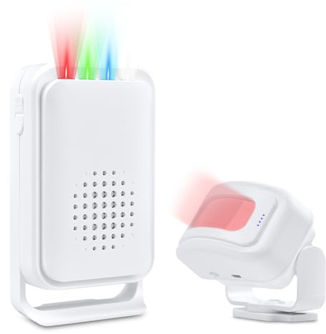 NineLeaf Detecteur de Passage, Sonnette à Détecteur de Mouvement, Carillon de Passage Magasin avec Vibration silencieuse, portée de 280 m, lumière LED 4 Couleurs, 17 musiques, 5 Niveaux de Volume