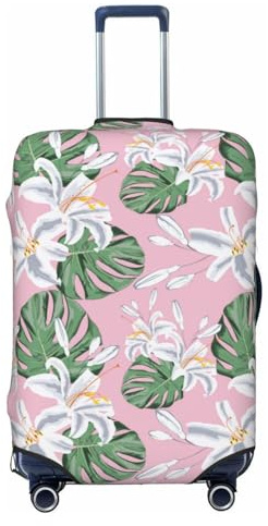 Housse de protection pour valise – Feuilles vertes et fleurs de lys doux et tendance pour bagages, Noir , M