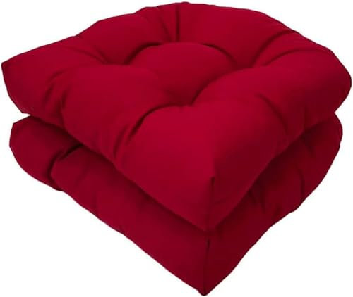 Juego de 2 cojines para sillas de comedor al aire libre con cojines capitoné en forma de U, cojines de suelo de 19 x 19 pulgadas, para muebles de jardín, cocina y comedor, cojines impermeables para