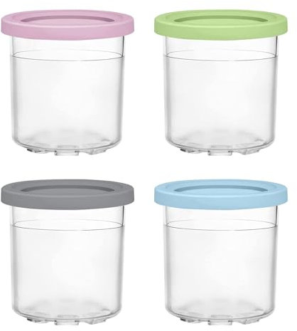 Recipientes de pinta de helado, recipiente con congelador de helados,Lavavajillas redondas reutilizables Box 4x - Postre casero de recipientes de recipientes herméticos de preparación de comidas hermé