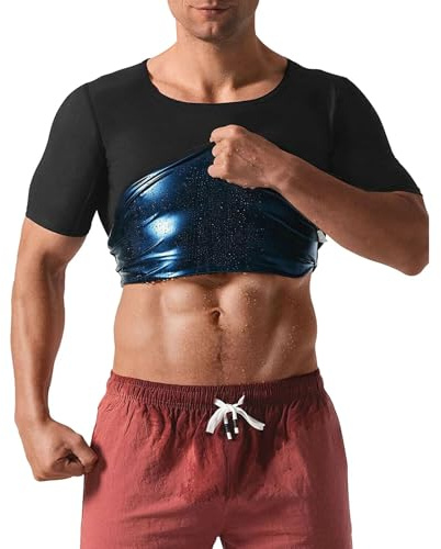 JiaYouLC Men Women Sauna Suit for Weight Loss Short Sleeve Sauna Shirt Waist Slimming Sweat Body Shaper Sauna Top for Gym Exercise Sports