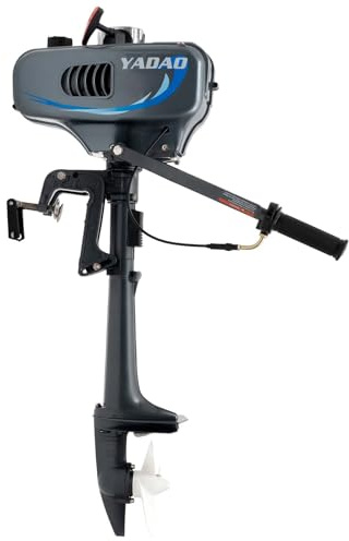 CHIMHOON 2 Takt 3.5PS Außenbordmotoren Bootsmotor, Außenborder Benzinmotor CDI System, Außenbordmotor 2.5KW, Halb Wassergekühlt, Halb Luftgekühlt, Pinnensteuerung, Handstart (Grau-Blau)
