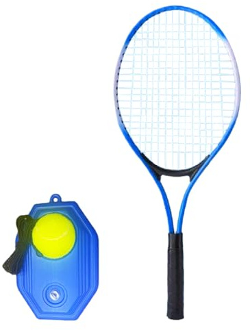 Bärbar tennistränare, tennisstudsboll, lätt träningsverktyg med racket, legering bas fiber trådsträng för inomhus- och utomhusstöd, vuxna, barn, nybörjare, 1 set