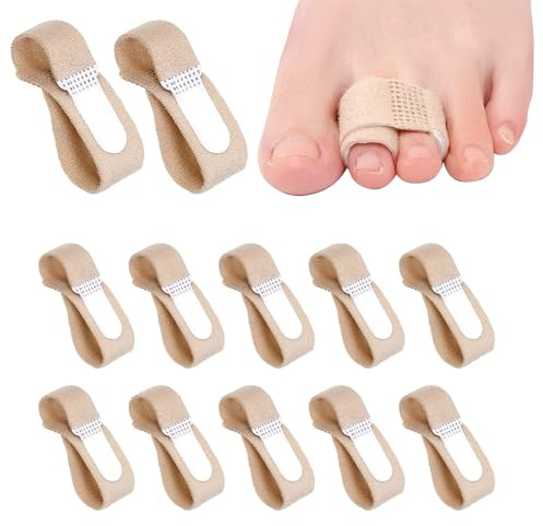 12 Pack Fabric Hammer Toe Corrector Toe Straightener Reusable Broken Toes | Protectors Buddy Taped Wraps Cushioned Hammer Splints for Crooked Overlapping Broken Support Toes Avoid Secondary Trauma