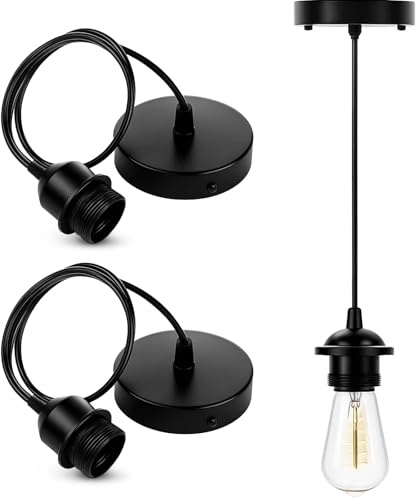 ZORVEXLYNX 2 Pcs Black Ceiling Rose, Pendant Light Fitting for Home and Commercial Lighting, Sturdy and Durable Light Pendant, Easy to Install Ceiling Light Fitting