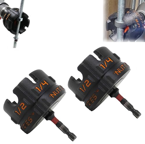 Nut Zipper Drill Attachment for Fast Nut and Bolt Removal,Universal 1/4,3/8,1/2 Threaded Rod Spinner, Impact-Driver Drill Sleeve Removal Tool (Black,2pcs)