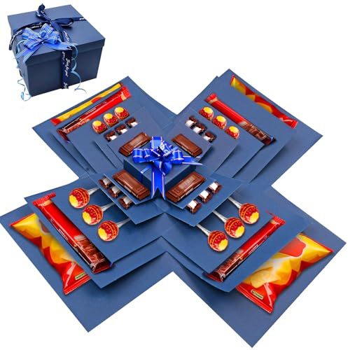 Nureeca Kit de caja sorpresa de explosión de 5 capas, caja de regalo sorpresa DIY para álbumes de recortes, cumpleaños, aniversario y día de San Valentín con cinta y lazo, álbum de fotos en negro