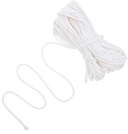 DECORNIJIA Mecha de Algodón Redonda 3 Mm Diámetro, 15 Metros para Lámparas de Queroseno, Mechas de Repuesto para Lámparas de Aceite y Velas, Uso Interior y Exterior, Combustible Limpio