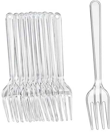 Aurafly 100 Pcs Clear Plastic Forks, Heavy Duty Reusable Food Forks Washable Forks for Parties Catering