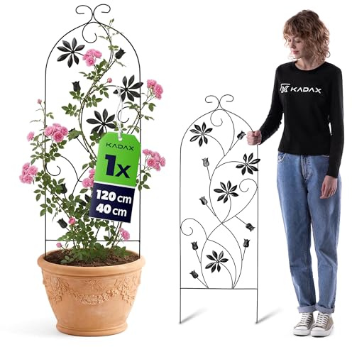KADAX Metall Rankgitter 40 x 120 cm, Rankhilfe für Kletterpflanzen, Garten Spalier aus pulverbeschichtetem Stahl, Pflanzenstütze für Rosen & Clematis