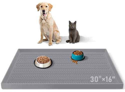Kalolary Tapis en Silicone pour Nourriture pour Chiens, 76 cm x 41 cm | Tapis imperméables pour nourrir les animaux domestiques avec bord surélevé pour éviter les déversements À l'intérieur