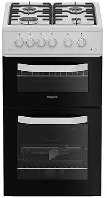 HTG5GCW 50cm Gas Cooker, Freestanding Seperate Oven & Grill, 4-Burner Gas Hob, Enamel Pan Supports, Easy-Clean Interior, Modern White Finish