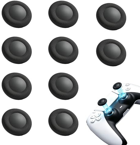 10PCS Thumb Grip Joystick Caps for PS5/PS4 Controller Replacement Grip Caps | TPU Anti-Slip Laser Textured Thumbstick Grip Cap Cover Replacement Set Accessories for PlayStation 5 PlayStation 4, Black