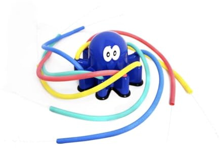 New||Octopus Sprinkler Toy for Dogs and Cats, Blue, Outdoor Water Play with 8 colourful wiggly tubes, Connects to standard size garden hose||