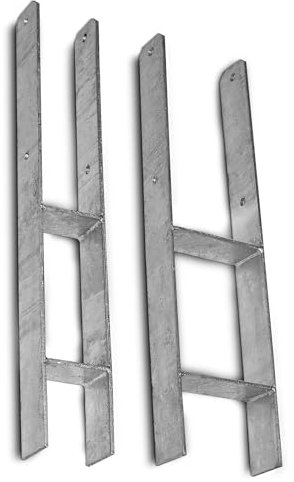 feuerverzinkte H-Anker, Pfostenträger, Pfostenanker, Pfostenschuhe, Carport, H-Träger, ohne Schrauben (Länge: 600mm, Gabelweite: 141mm)