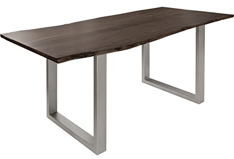 MASSIVMOEBEL24.DE Esstisch Akazie grau lackiert Freeform | 200x100x76 cm (BxTxH)67kgModernzerlegtvollmassivMASSIVMOEBEL24.DE