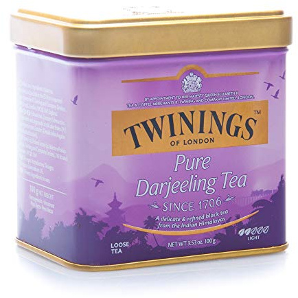 Twinings, Darjeeling Tea, Tè Nero Indiano dal Sapore Delicato e Morbido, Infusi e Tisane, 6 Confezioni in Latta da 100 gr