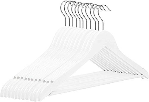 RSR Hangers Kleiderbügel Holz 20 Stück Weiß Holzkleiderbügel | mit Hosensteg | 38 cm | 360° drehbarer Haken | Kleidung | Jacken | Anzug | Hosen | 10-50 Stück