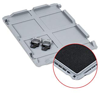aidB Scharnierdeckel Set mit Schaumstoff für Eurobox NextGen mit Einsatzkästen, 400 x 300 mm, inkl. 2 schwarze Schiebeschnappverschlüsse