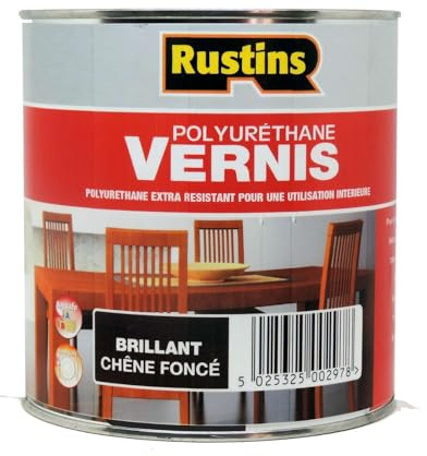 Rustin's - Vernis brillant polyuréthane pour bois intérieur - Chêne foncé - 500 ml - 7 m²