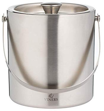 Viners Barware Silver Stainless Steel Double Wall Ice Bucket, 1.5L
