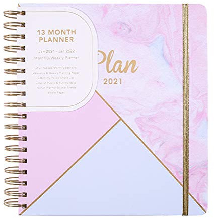 Wochenplaner 2021, 1 Tag pro Seite | Hardcover Kalender 2021, Tagesplaner, Terminkalender, Terminplaner, Tageskalender (Rosa1)