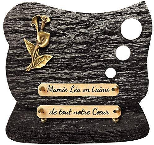 Plaque Funéraire Schiste et Galets Blancs