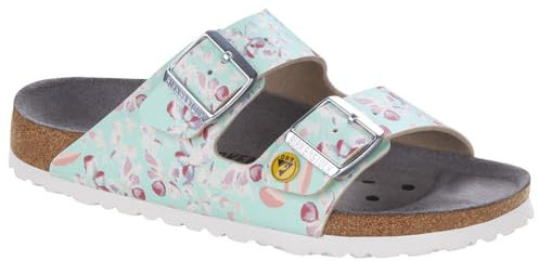 Birkenstock Damen Pantolette Arizona ESD Flower Field Mint 41