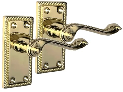 Haven Heritage Georgian Lever Latch Door Handle Brass Finish 108 x 48 mm