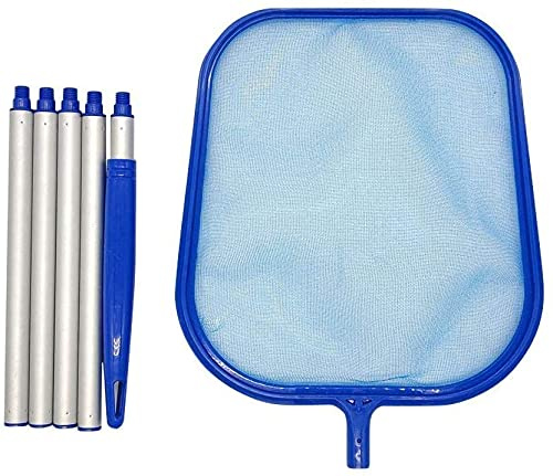 Tiardey Schwimmbadabschäumer, Schwimmbadreinigung Handnetzabschäumer zur Reinigung des Schwimmbades, Gartenteichs, Whirlpool Mit 5 Aluminiumstangen
