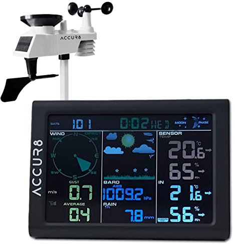 WiFi Weather Station - Digital Station with Android & iOS apps - Internet Connection ACCUR8 A8-DWS5100