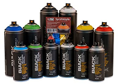 Double Trouble Spraydosen Set Montana hochdeckendes PRO Farb Spray 6x400ml + 6x150ml Maincolor mit Silber und Ersatzsprühköpfen für Hobby Handwerk Kunst