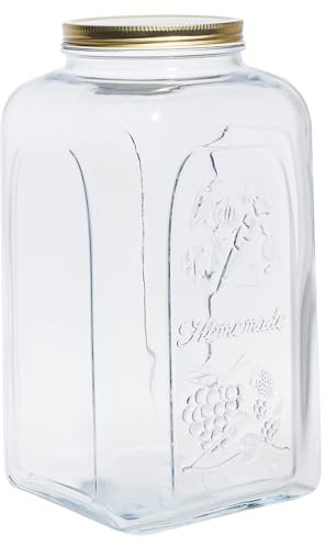 Glass Kitchen Preservation Storage Food Jar With Airtight Screw Top Metal Lid (4, 5L)