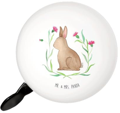 Mr. & Mrs. Panda Fahrradklingel Hase Sitzen - Geschenk, Ostergrüße, Fahrrad-Klingel, Osternest, Fahrrad-Glocke, Ostern, Liebe, Glocke Fahrrad, Kaninchen, Klingel, Osterhase, Für