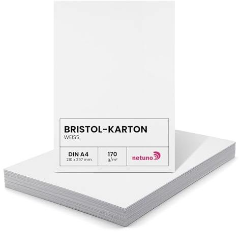 Netuno 500 fogli di cartoncino Bristol bianco formato A4 210 x 297 mm 170g cartoncini bianchi per dipingere scrapbooking fai da te progetti artistici cartellone bianco A4