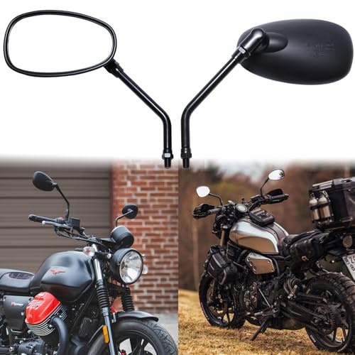 DREAMIZER Schwarz Motorrad Lenker Spiegel, M8 M10 Rückspiegel moto mit Packung Schraube für Scooter Street Bike Cruiser Chopper Sport Bike ATV.