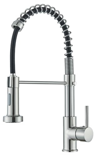Cesinkin Robinet Cuisine Nickel Brossée Mitigeur Cuisine avec Douchette 360° Robinet 2 Modes de Pulvérisation d'Évier à Arc Élevé Pulvérisateur Escamotable Chaud et Froid