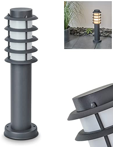 Lampe extérieur Tunes, lampe de socle moderne en métal/plastique en anthracite/blanc, lampe d'allée 45,5 cm, lampe de jardin avec E27, éclairage de jardin IP44, ampoule(s) non incluse(s)